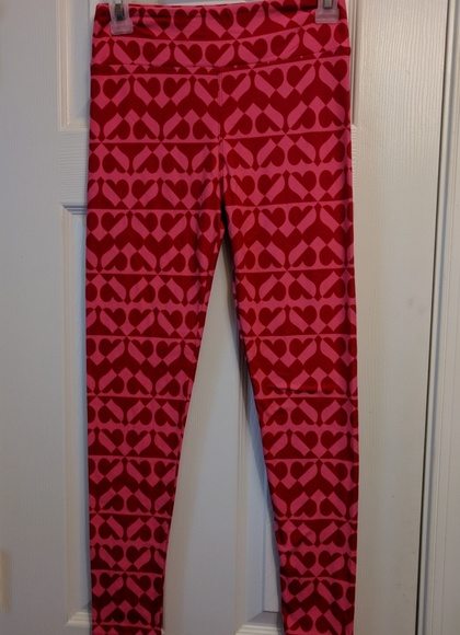 NWOT LULAROE HEART ONE SIZE LEGGINGS.Bou - Picture 2 of 7